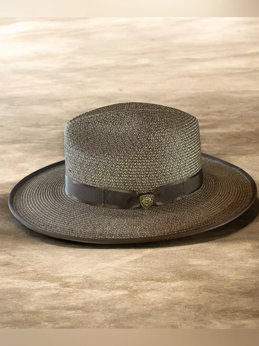 Stetson Brown Straw Gambler Hat with Ribbon Band